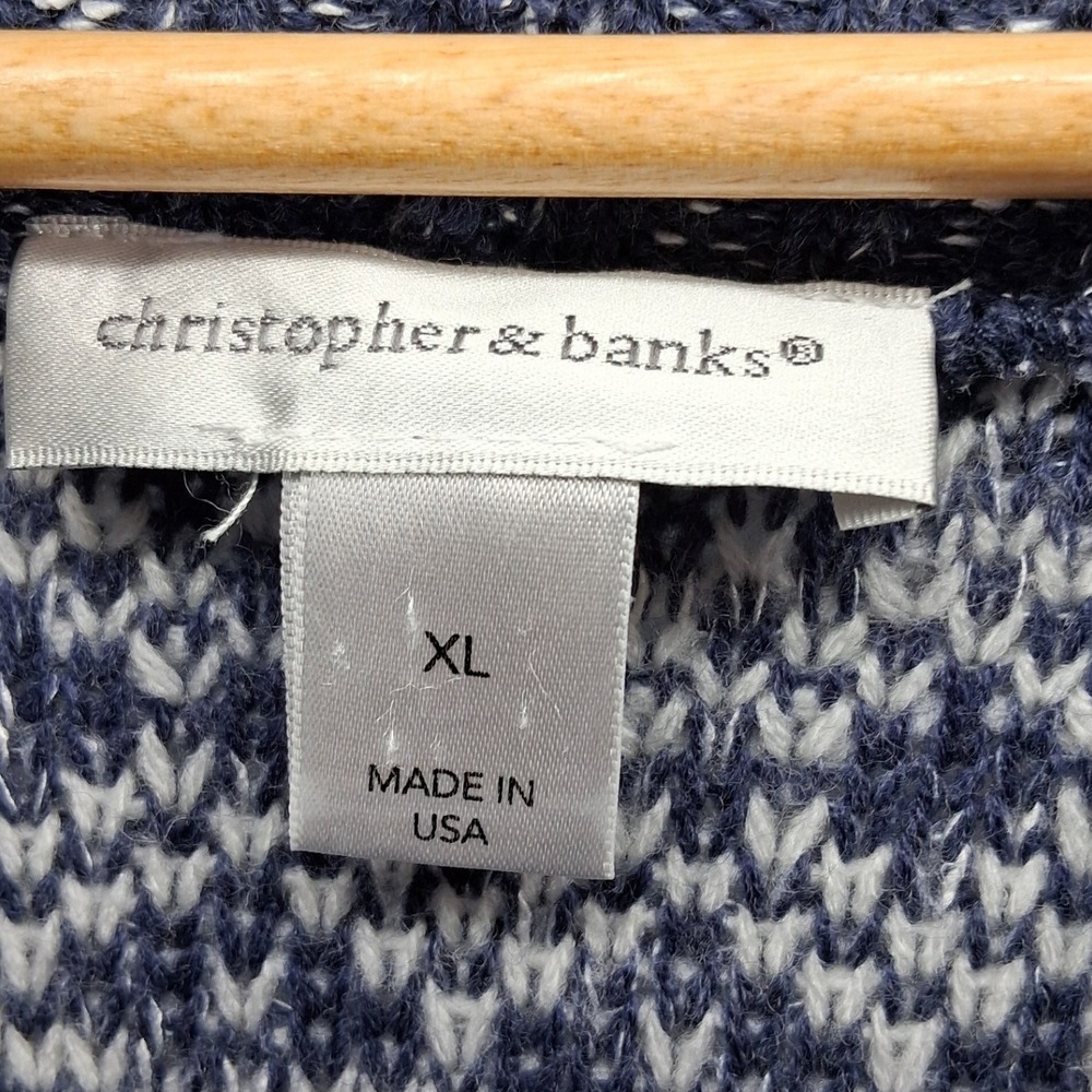 Christopher‎ & Banks Womens Sweater Vest XL Blue Marled Knit Cowl Neck Pullover - Picture 6 of 11